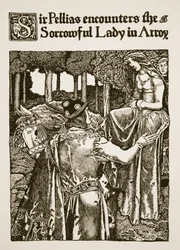 Sir Pellias spotyka Bolesną Panią w Arroy, ilustracja z „Historii króla Artura i jego rycerzy”, 1903